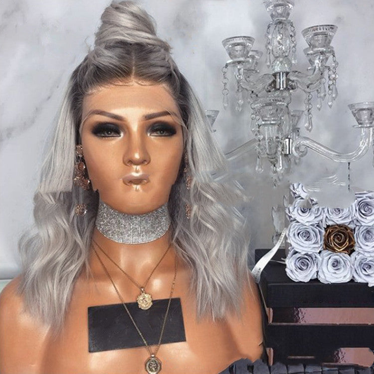 Black And Gray Mixed Color Mid-Point Wigs