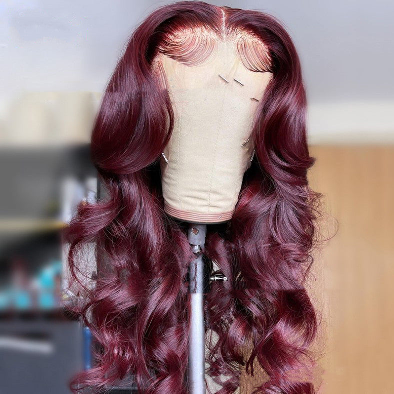 Front Lace Synthetic Wigs Wine Red