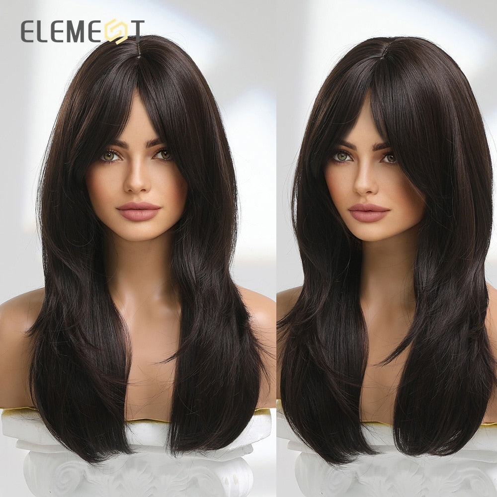 Blonde Mixed Brown Bob with Bangs