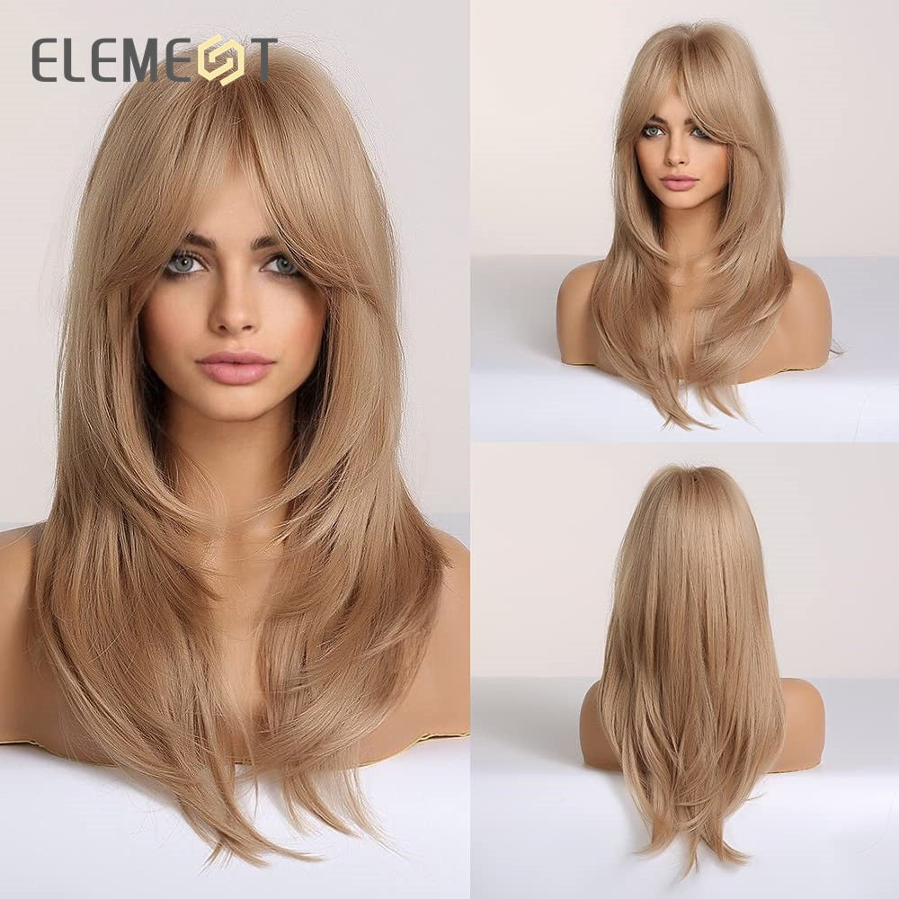 Blonde Mixed Brown Bob with Bangs