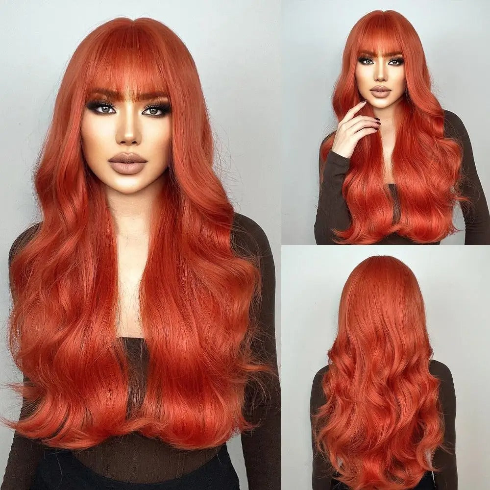 Natural Black Bangs Big Wave Wig