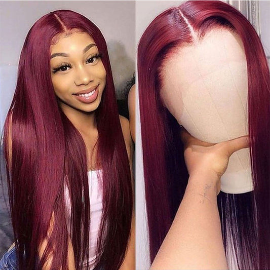 Full Headgear Straight Front Lace Wig Smooth Hair