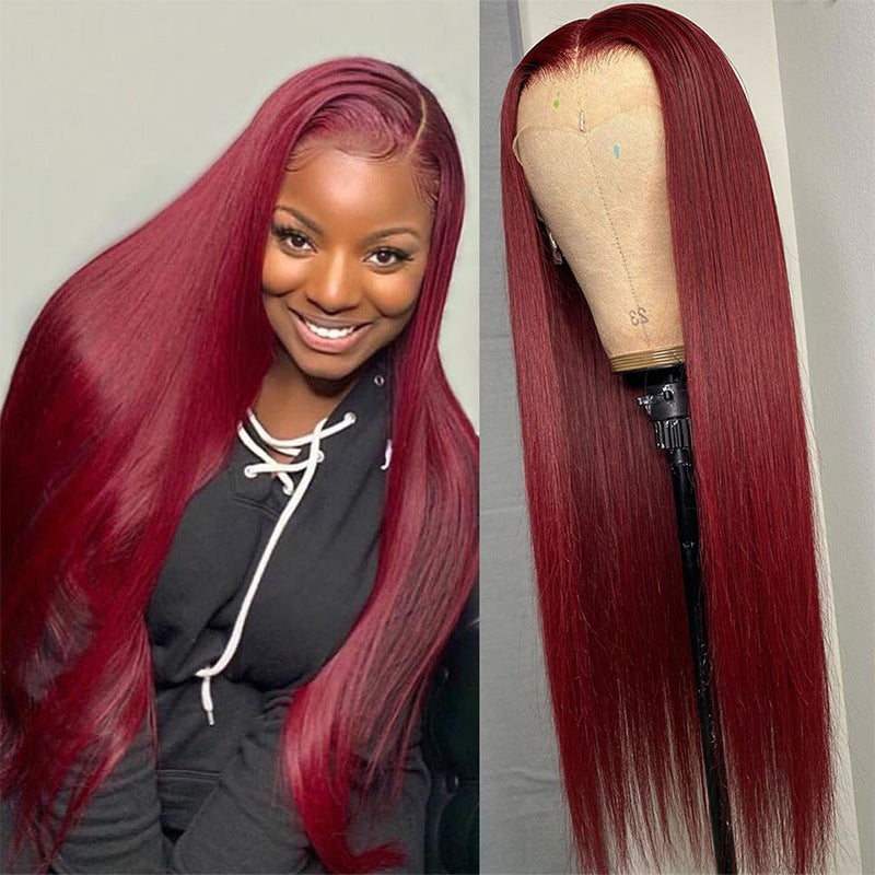 Full Headgear Straight Front Lace Wig Smooth Hair