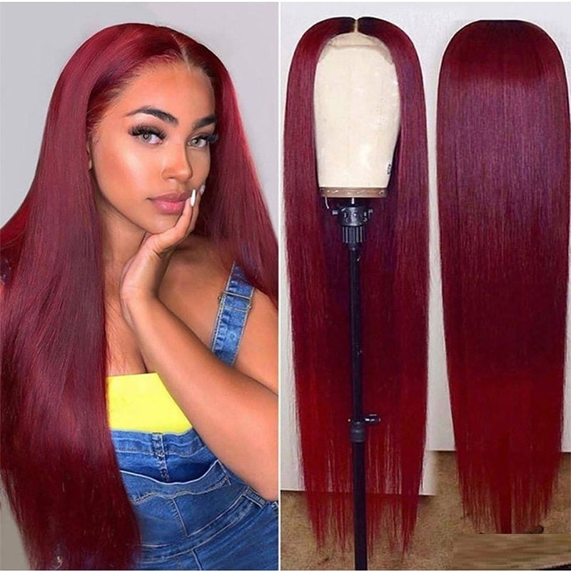 Full Headgear Straight Front Lace Wig Smooth Hair