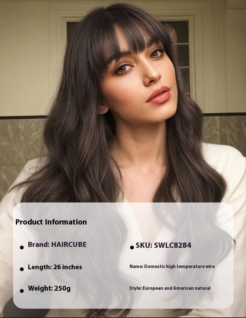 Natural Black Bangs Big Wave Wig