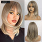 Blonde Mixed Brown Bob with Bangs