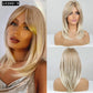 Blonde Mixed Brown Bob with Bangs