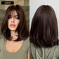 Blonde Mixed Brown Bob with Bangs