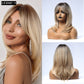 Blonde Mixed Brown Bob with Bangs
