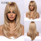 Blonde Mixed Brown Bob with Bangs
