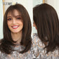 Blonde Mixed Brown Bob with Bangs