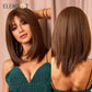 Blonde Mixed Brown Bob with Bangs